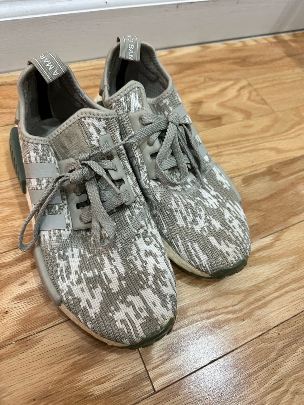 adidas Primeknit Sneakers in Olive and Light Gray Camo